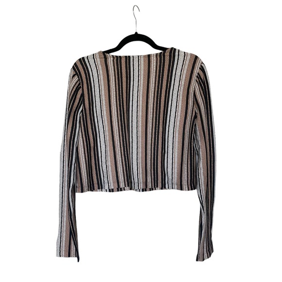 Maggie London Textured Stripe Long Sleeve Crop Top Size US 10 - Picture 2 of 5